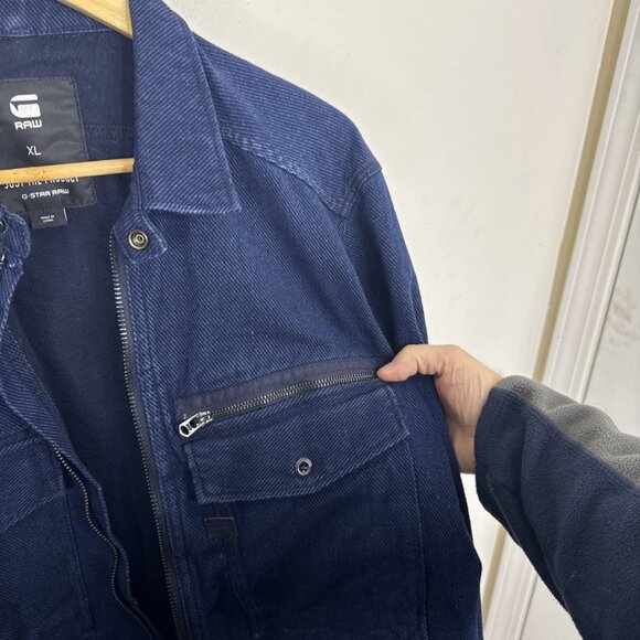 G Star Raw Men XL Type C Overshirt Blue Utility L/S Zip Shacket - Picture 5 of 9